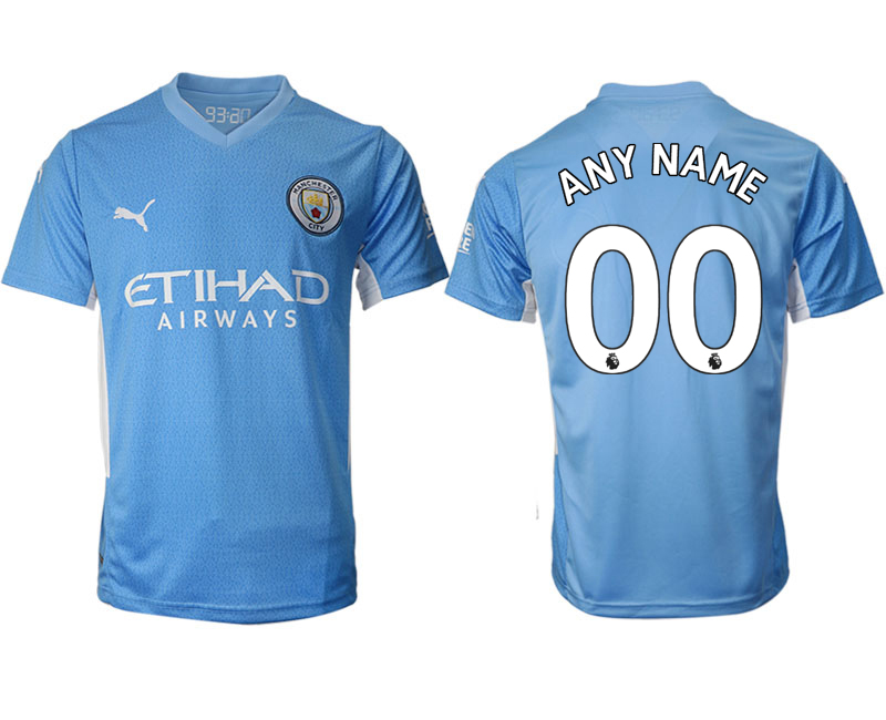 Cheap Men 2021-2022 Club Manchester city home aaa version blue customized Soccer Jersey
